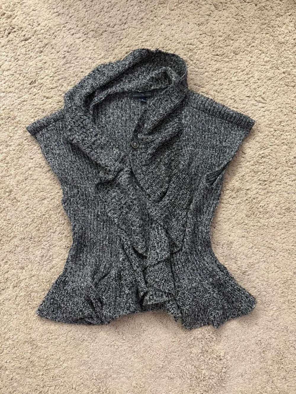 American Living Charcoal Ruffled Knit Vest